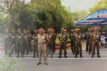 The Institute Security contingent at the security officers’ parade at the 63rd Republic Day, 2012