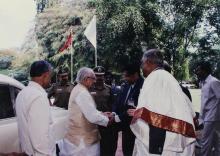 Mr. Krishan Kant is welcomed by Prof. R. Natarajan to the 35th Convocation, 1998