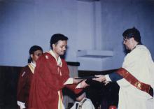 Prof. R. Natarajan presents a degree to a student, 35th Convocation, 1998