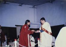 Prof. R. Natarajan hands over a degree to a student during the 35th Convocation, 1998