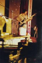 A  guitarist/vocalist from the headlining band of the ‘Fusion Nite’ event performs at Saarang 2000