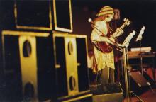 A  guitarist/vocalist from the headlining band of the ‘Fusion Nite’ event performs at Saarang 2000