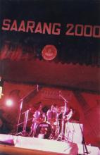 The drummer from the headlining band of the ‘Fusion Nite’ event performs at Saarang 2000