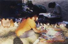 Students making posters at Saarang 2000