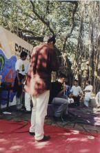 Students participate in an outdoor music event at the Saarang 2000 cultural festival