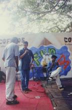 Students participate in an outdoor music event at the Saarang 2000 cultural festival