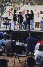 Students participate in an outdoor music event at the Saarang 2000 cultural festival