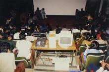 A group discussion or possibly a debate taking place at the Saarang 2000 cultural festival