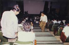 A group discussion or possibly a debate taking place at the Saarang 2000 cultural festival