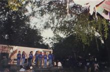 Students perform at an outdoor music event at the Saarang 2000 cultural festival