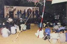 Students perform at an outdoor music event at the Saarang 2000 cultural festival