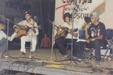 Students perform at an outdoor music event at the Saarang 2000 cultural festival