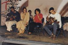 Students perform at an outdoor music event at the Saarang 2000 cultural festival