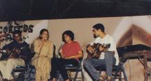 Students perform at an outdoor music event at the Saarang 2000 cultural festival