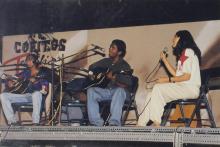 Students perform at an outdoor music event at the Saarang 2000 cultural festival