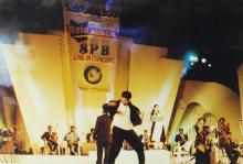 A performer is seen on stage during the ‘Lite Music Nite’ event at Saarang 2000