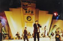 A performer is seen on stage during the ‘Lite Music Nite’ event at Saarang 2000