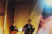 S. P. Sailaja and S. P. Balasubrahmanyam performing during the ‘Lite Music Nite’ programme at Saarang 2000