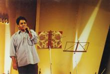 A vocalist performs during the ‘Lite Music Nite’ programme at Saarang 2000