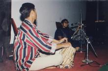 A Carnatic music ensemble performs at an event held at the Saarang 2000 cultural festival