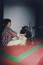 A Carnatic music ensemble performs at an event held at the Saarang 2000 cultural festival
