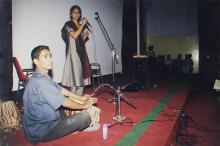 Participants of a Carnatic Music event (possibly) performs at the Saarang 2000 cultural festival