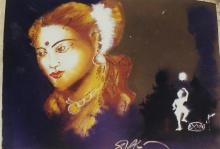 A participant’s rangoli art at a rangoli competition that was held during the Saarang 2000 cultural festival