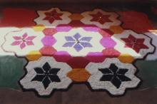 A rangoli made by a participant at Saarang 2000’s rangoli competition