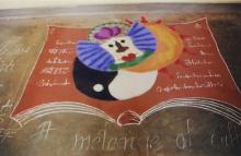 A rangoli made by a participant at Saarang 2000’s rangoli competition