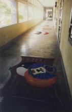 Rangolis made by a participants at Saarang 2000’s rangoli competition