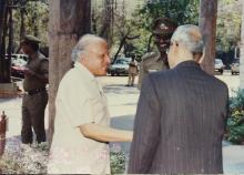 Mr. M. S. Swaminathan greeted by Prof. C. R. Muthukrishnan at the Special Convocation (2001)