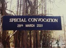 A banner for the Special Convocation (2001)