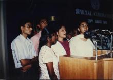The invocation song is sung at the Special Convocation, 2001