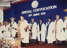 On the dais at the Special Convocation, 2001