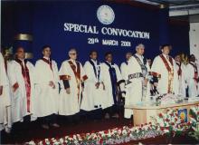 On the dais at the Special Convocation, 2001