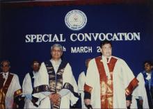 Dr. Gururaj Deshpande and Prof. R. Natarajan on the dais at the Special Convocation (2001)