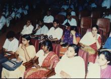 Attendees of the Special Convocation watch its proceedings, 2001
