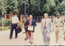 Dr. Krishnaswamy Kasturirangan and Prof. C. R. Muthukrishnan arrive at the 38th Convocation, 2001