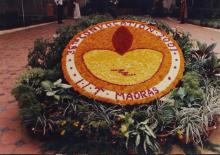 A floral version of the IIT Madras logo for the 38th Convocation at the Student Activities Centre, 2001