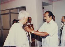Mr. Azim Premji is assisted with his convocation robes, 38th Convocation (2001)