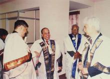 Prof. R. Natarajan, Mr. Krishnaswamy Kasturirangan and Mr. Azim Premji engage in conversation, 38th Convocation (2001)