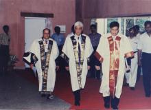 Mr. Krishnaswamy Kasturirangan, Mr. Azim Premji and Prof. R. Natarajan at the 38th Convocation, 2001
