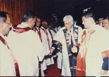 Mr. Azim Premji shakes hands with faculty members, 38th Convocation (2001)