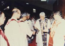 Mr. Azim Premji shakes hands with faculty members, 38th Convocation (2001)