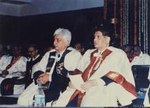 A close-up shot of Mr. Azim Premji and Prof. R. Natarajan at the 38th Convocation (2001)