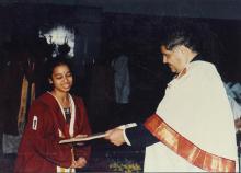 Prof. R. Natarajan presents a degree to a student at the 38th Convocation, 2001