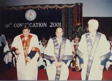 Prof. R. Natarajan, Mr. Krishnaswamy Kasturirangan and Mr. Azim Premji at the 38th Convocation (2001)