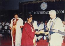 A student is awarded a Prize by Mr. Azim Premji at the 38th Convocation (2001)
