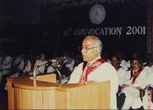 On the dais at the 38th Convocation, 2001