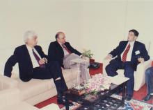 Mr. Azim Premji, Mr. Krishnaswamy Kasturirangan and Prof. R. Natarajan converse after the 38th Convocation (2001)